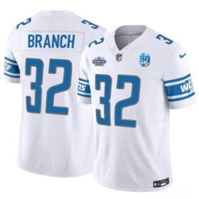 White Detroit Lions #32 Brian Branch 2023 F.U.S.E. With Prem1ere Patch 90th Anniversary Vapor Untouchable Limited Stitched Football Jersey - DTL152
