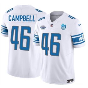 White Detroit Lions #46 Jack Campbell 2023 F.U.S.E. With Prem1ere Patch 90th Anniversary Vapor Untouchable Limited Stitched Football Jersey - DTL170