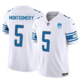 White Detroit Lions #5 David Montgomery 2023 F.U.S.E. 90th Anniversary Vapor Untouchable Limited Stitched Jersey - DTL305