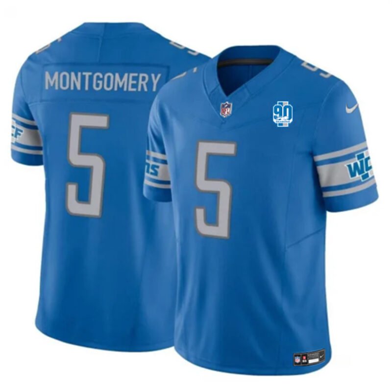 Blue Detroit Lions #5 David Montgomery 2023 F.U.S.E. 90th Anniversary Vapor Untouchable Limited Stitched Jersey - DTL235
