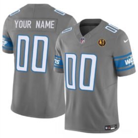 Gray Detroit Lions Active Player Custom 2023 F.U.S.E. With John Madden Patch Vapor Limited Stitched Football Jersey - DTL307