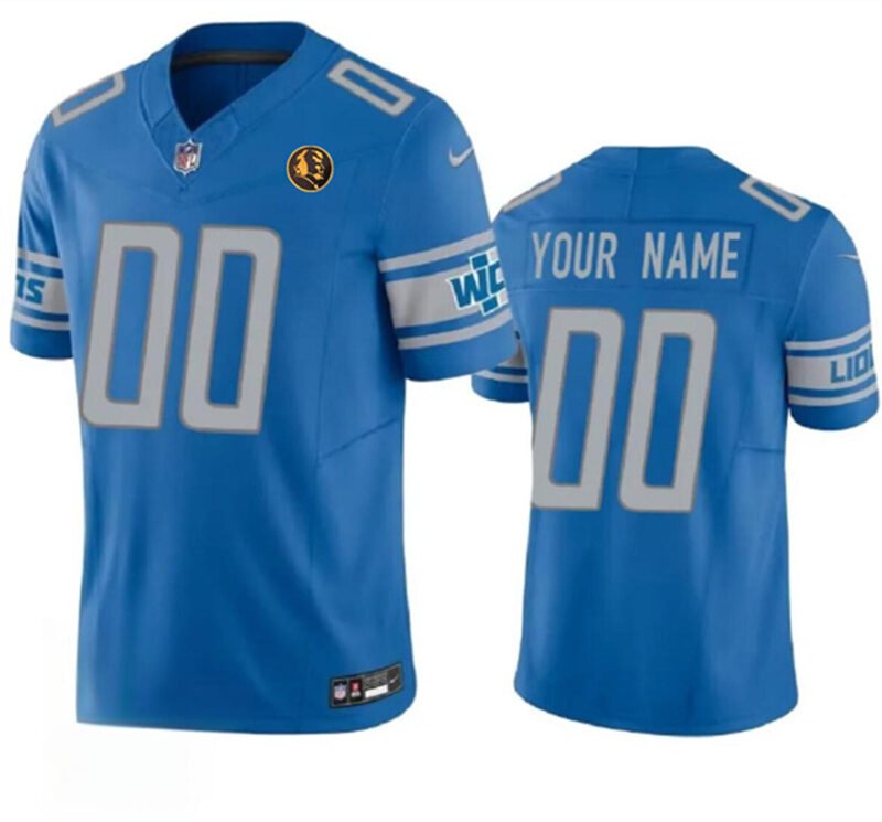 Blue Detroit Lions Active Player Custom 2023 F.U.S.E. With John Madden Patch Vapor Limited Stitched Football Jersey - DTL200
