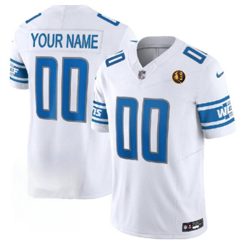 White Detroit Lions Active Player Custom 2023 F.U.S.E. With John Madden Patch Vapor Limited Stitched Football Jersey - DTL329