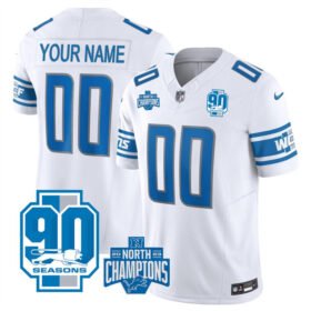 White Detroit Lions Active Player Custom 2023 F.U.S.E. 90th Anniversary NFC North Division Champions Vapor Limited Stitched Football Jersey - DTL204