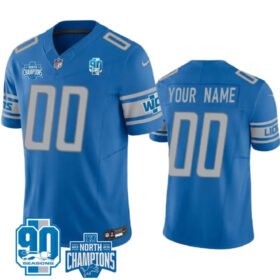 Blue Detroit Lions Active Player Custom 2023 F.U.S.E. 90th Anniversary NFC North Division Champions Vapor Limited Stitched Football Jersey - DTL369