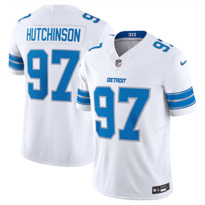 White Detroit Lions #97 Aidan Hutchinson 2024 F.U.S.E. Vapor Limited Stitched Jersey - DTL348