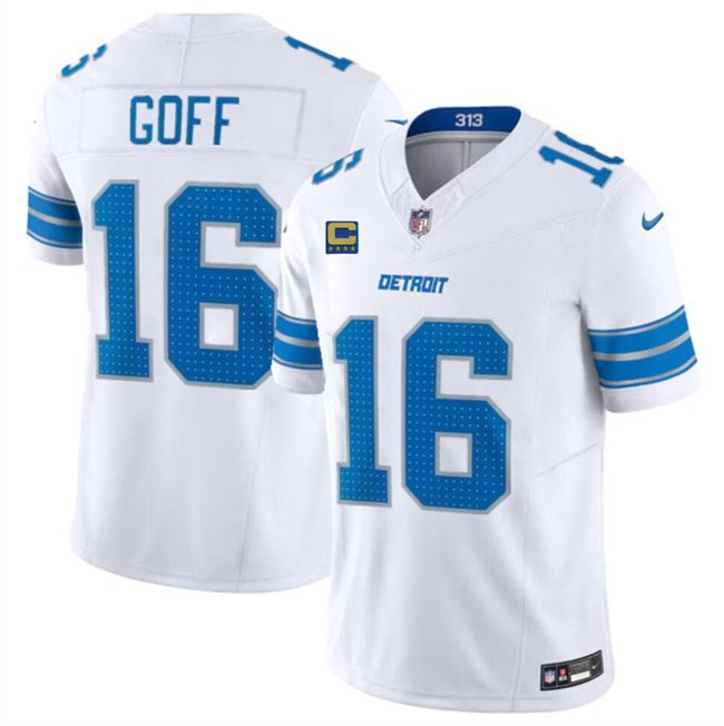 White Detroit Lions #16 Jared Goff 2024 F.U.S.E. With 4-Star C Patch Vapor Limited Stitched Jersey - DTL367