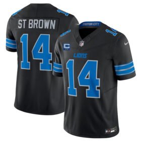 Black Detroit Lions #14 Amon-Ra St. Brown 2024 F.U.S.E. With 2-Star C Patch 2nd Alternate Vapor Limited Stitched Jersey - DTL291