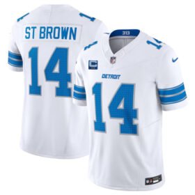 White Detroit Lions #14 Amon-Ra St. Brown 2024 F.U.S.E. With 2-Star C Patch Vapor Limited Stitched Jersey - DTL207