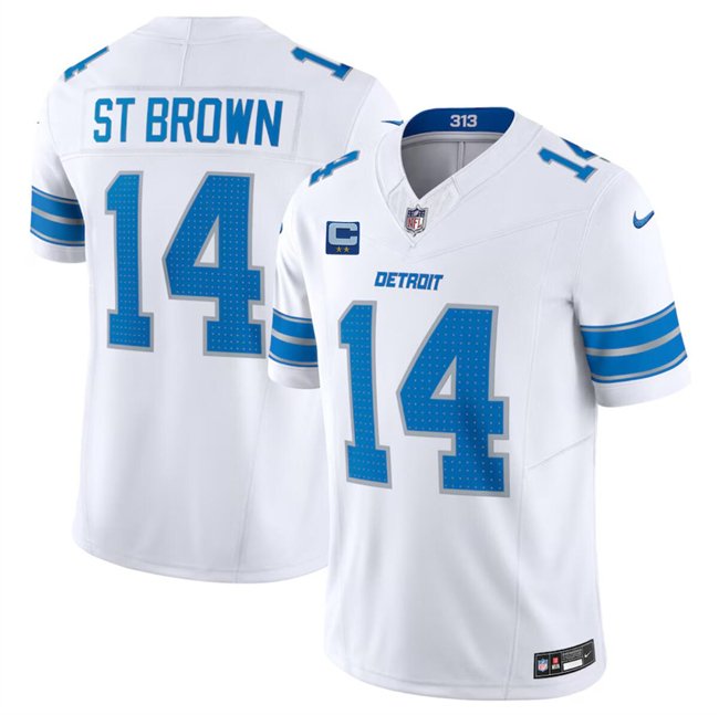 White Detroit Lions #14 Amon-Ra St. Brown 2024 F.U.S.E. With 2-Star C Patch Vapor Limited Stitched Jersey - DTL207
