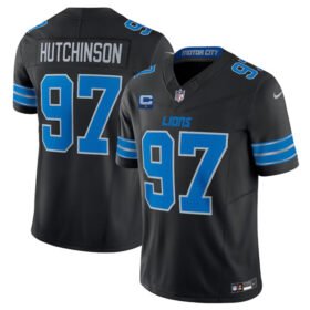 Black Detroit Lions #97 Aidan Hutchinson 2024 F.U.S.E. With 1-Star C Patch 2nd Alternate Vapor Limited Stitched Jersey - DTL311