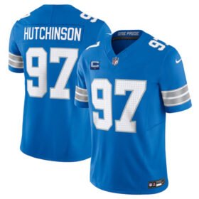Blue Detroit Lions #97 Aidan Hutchinson 2024 F.U.S.E. With 1-Star C Patch Vapor Limited Stitched Jersey - DTL92