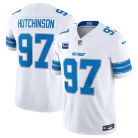 White Detroit Lions #97 Aidan Hutchinson 2024 F.U.S.E. With 1-Star C Patch Vapor Untouchable Limited Stitched Jersey - DTL120