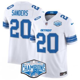White Detroit Lions #20 Barry Sanders 2024 NFC North Champions F.U.S.E. Vapor Limited Stitched Jersey - DTL267
