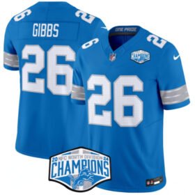 Blue Detroit Lions #26 Jahmyr Gibbs 2024 NFC North Champions F.U.S.E. Vapor Limited Stitched Jersey - DTL19