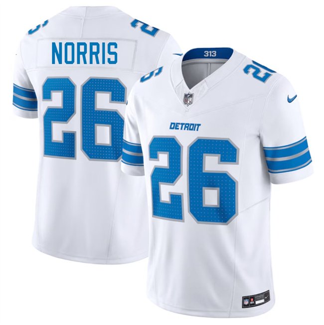 White Detroit Lions #26 Morice Norris 2025 F.U.S.E. Vapor Limited Stitched Jersey - DTL160