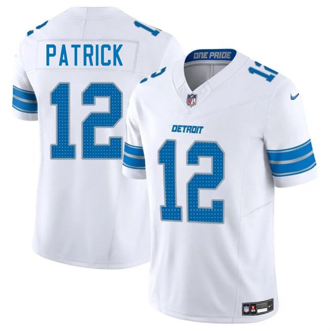 White Detroit Lions #12 Tim Patrick 2025 F.U.S.E. Vapor Limited Stitched Jersey - DTL251