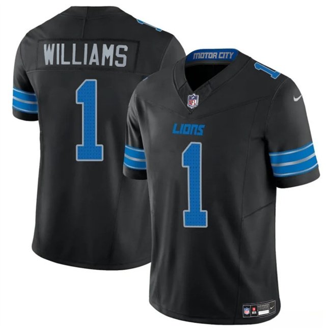Black Detroit Lions #1 Jameson Williams 2025 F.U.S.E. Vapor Limited Stitched Jersey - DTL109