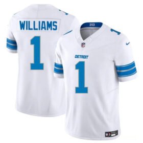 White Detroit Lions #1 Jameson Williams 2025 F.U.S.E. Vapor Limited Stitched Jersey - DTL135