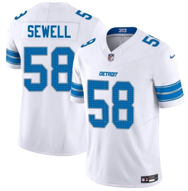 White Detroit Lions #58 Penei Sewell 2025 F.U.S.E. Vapor Limited Stitched Jersey - DTL85