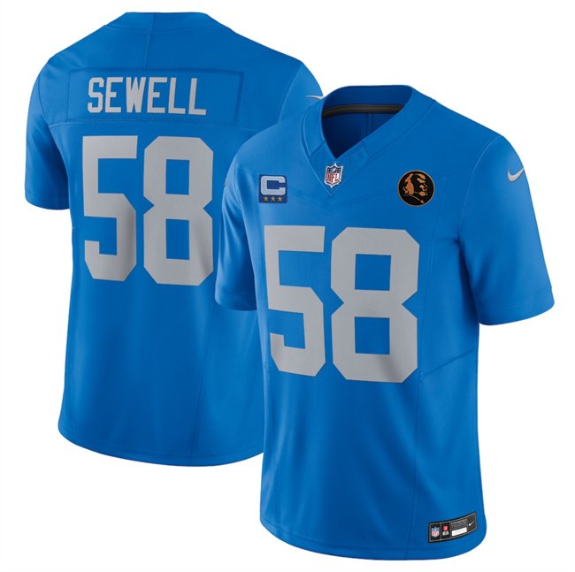Blue Detroit Lions #58 Penei Sewell 2025 F.U.S.E. With 3 -Star C Patch And John Madden Patch Vapor Limited Stitched Jersey - DTL53