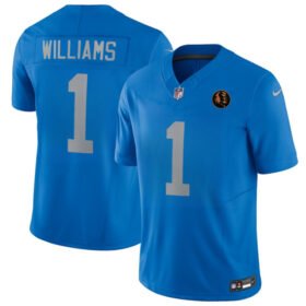 Blue Detroit Lions #1 Jameson Williams 2025 F.U.S.E.With John Madden Patch Vapor Limited Stitched Jersey - DTL210