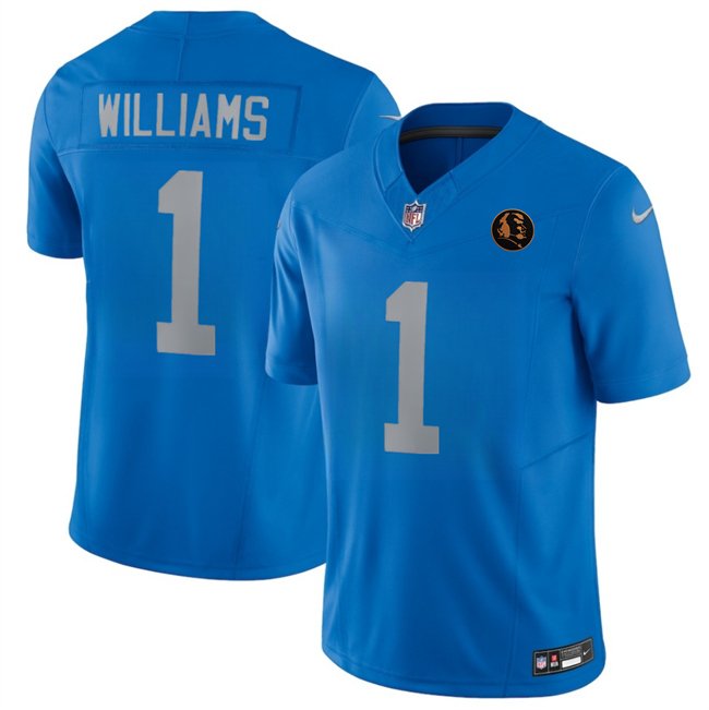 Blue Detroit Lions #1 Jameson Williams 2025 F.U.S.E.With John Madden Patch Vapor Limited Stitched Jersey - DTL210