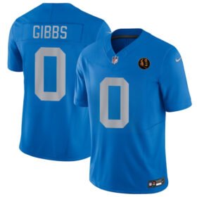 Blue Detroit Lions #0 Jahmyr Gibbs 2025 F.U.S.E.With John Madden Patch Vapor Limited Stitched Jersey - DTL99