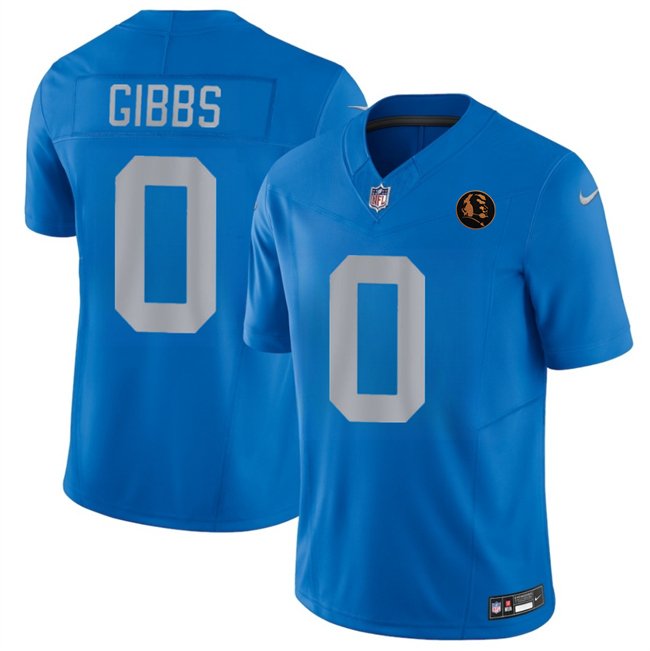 Blue Detroit Lions #0 Jahmyr Gibbs 2025 F.U.S.E.With John Madden Patch Vapor Limited Stitched Jersey - DTL99