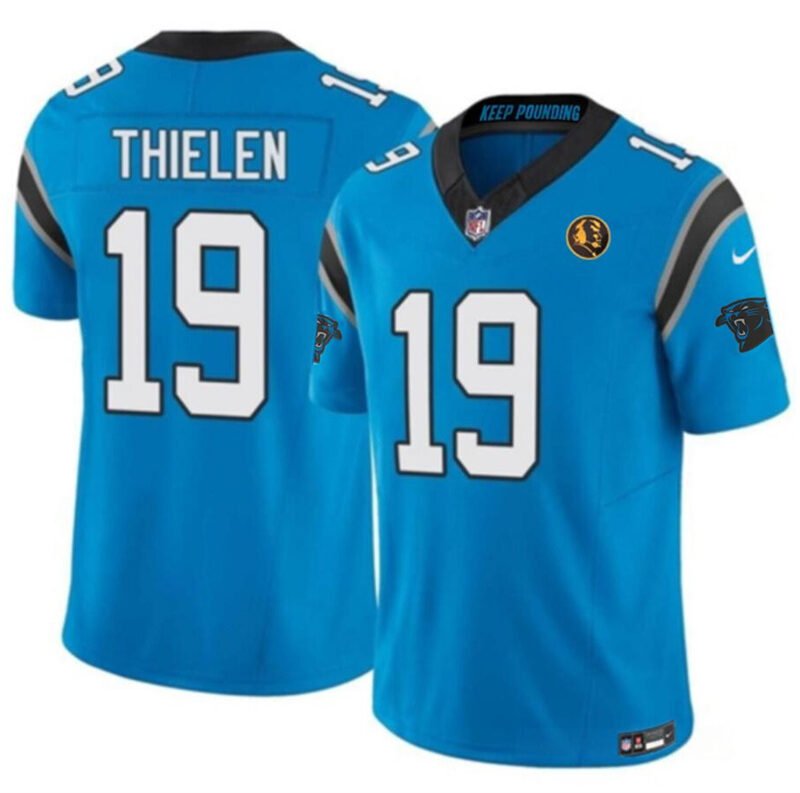 Blue Carolina Panthers #19 Adam Thielen 2023 F.U.S.E. With John Madden Patch Vapor Limited Stitched Football Jersey