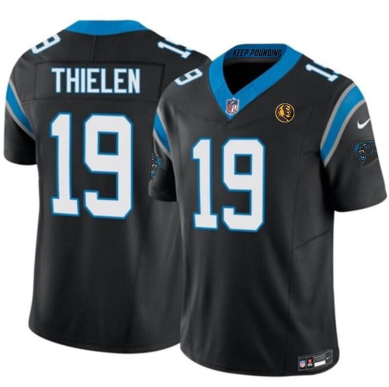 Black Carolina Panthers #19 Adam Thielen 2023 F.U.S.E. With John Madden Patch Vapor Limited Stitched Football Jersey
