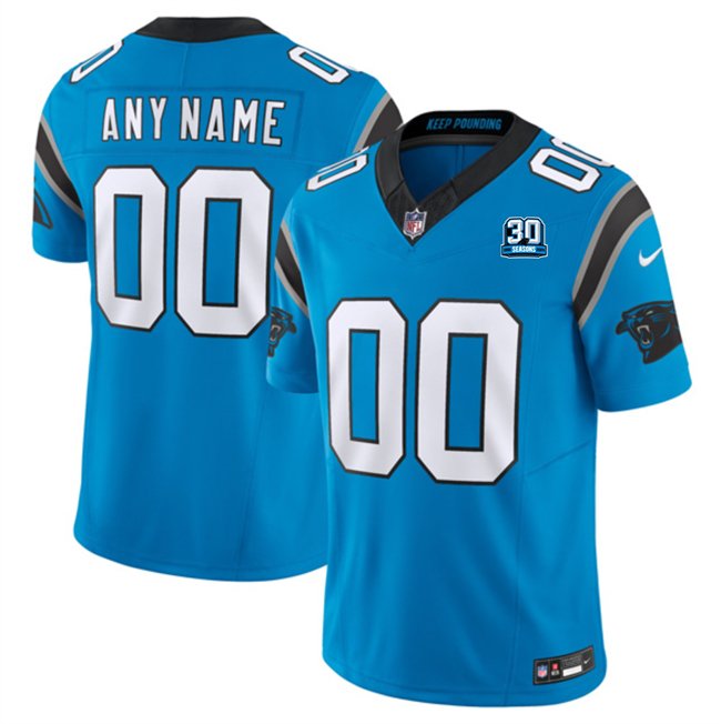 Blue Carolina Panthers Active Player Custom 2024 30th Anniversary Patch F.U.S.E. Vapor Limited Stitched Football Jersey - CPJ25