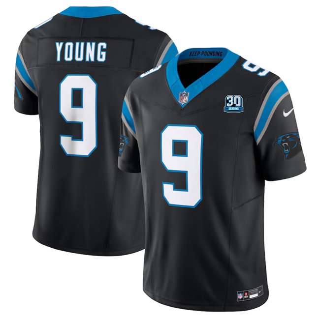 Black Carolina Panthers #9 Bryce Young 2024 30th Anniversary Patch F.U.S.E. Vapor Limited Stitched Football Jersey - CPJ02