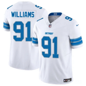 White Detroit Lions #91 Tyleik Williams 2025 Draft F.U.S.E. Vapor Limited Stitched Jersey - DTL73