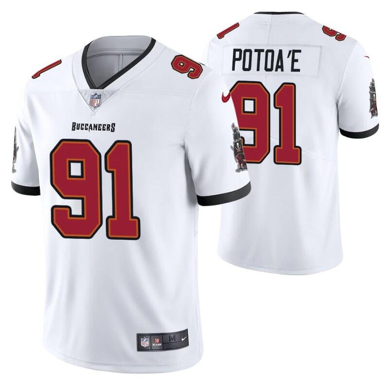 White Tampa Bay Buccaneers #91 Benning Potoa'e Vapor Untouchable Limited Stitched Jersey - TBB47