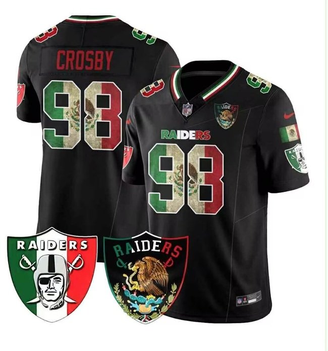Black Las Vegas Raiders #98 Maxx Crosby F.U.S.E. Mexico With Patch Vapor Stitched Football Jersey - LVR224