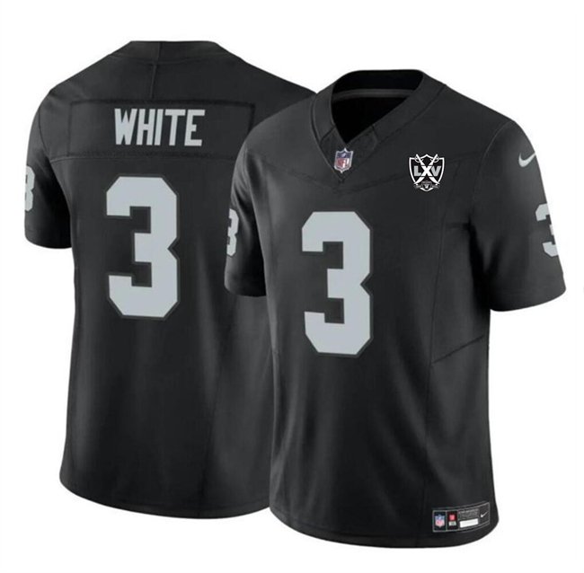 Black Las Vegas Raiders #3 Zamir White 2024 F.U.S.E 65th Anniversary Patch Vapor Stitched Football Jersey - LVR290
