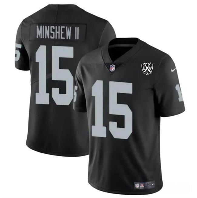 Black Las Vegas Raiders #15 Gardner Minshew II 2024 65th Anniversary Patch Vapor Stitched Football Jersey - LVR49
