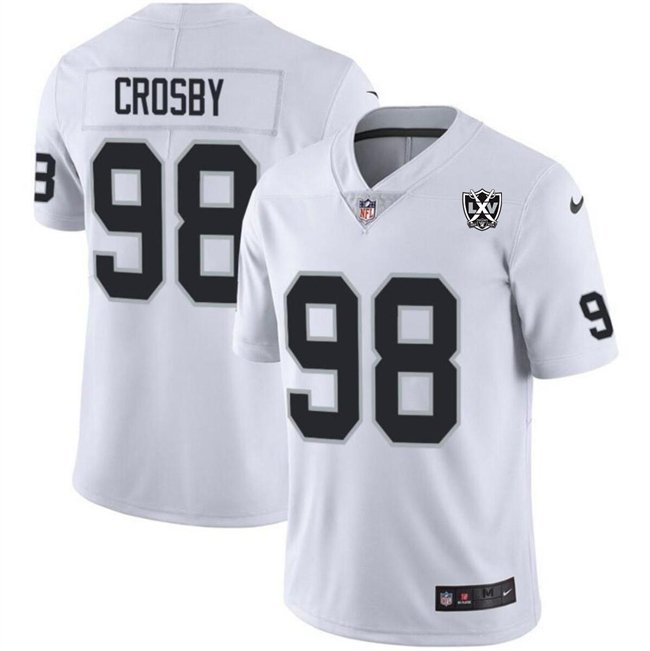 White Las Vegas Raiders #98 Maxx Crosby 2024 65th Anniversary Patch Vapor Stitched Football Jersey - LVR244