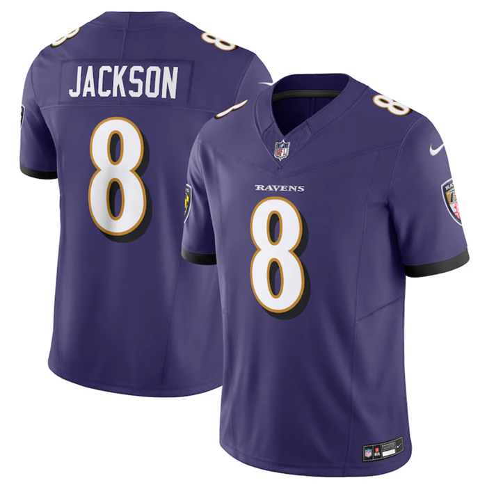 Purple Baltimore Ravens #8 Lamar Jackson 2023 F.U.S.E Vapor Jersey - BRJ79
