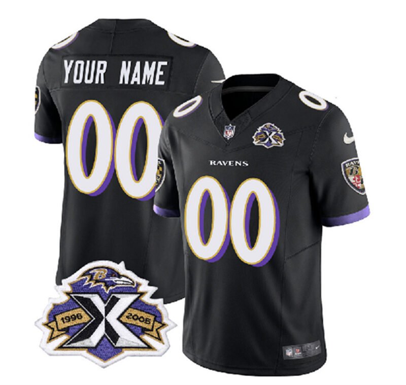 Black Baltimore Ravens Active Player Custom 2023 F.U.S.E With Patch Throwback Vapor Limited Jersey - BRJ05