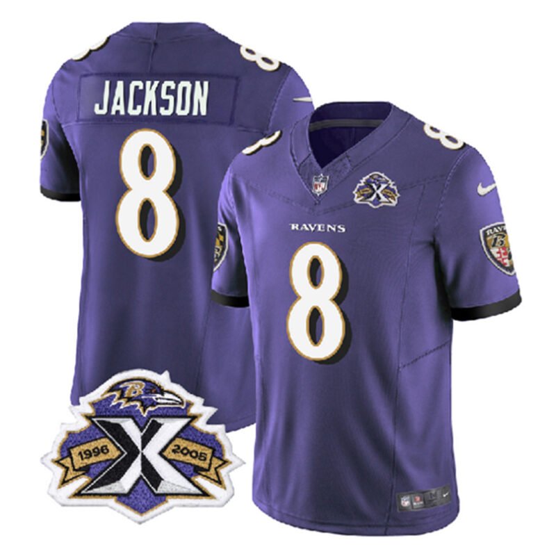 Purple Baltimore Ravens #8 Lamar Jackson 2023 F.U.S.E With Patch Throwback Vapor Limited Jersey - BRJ224