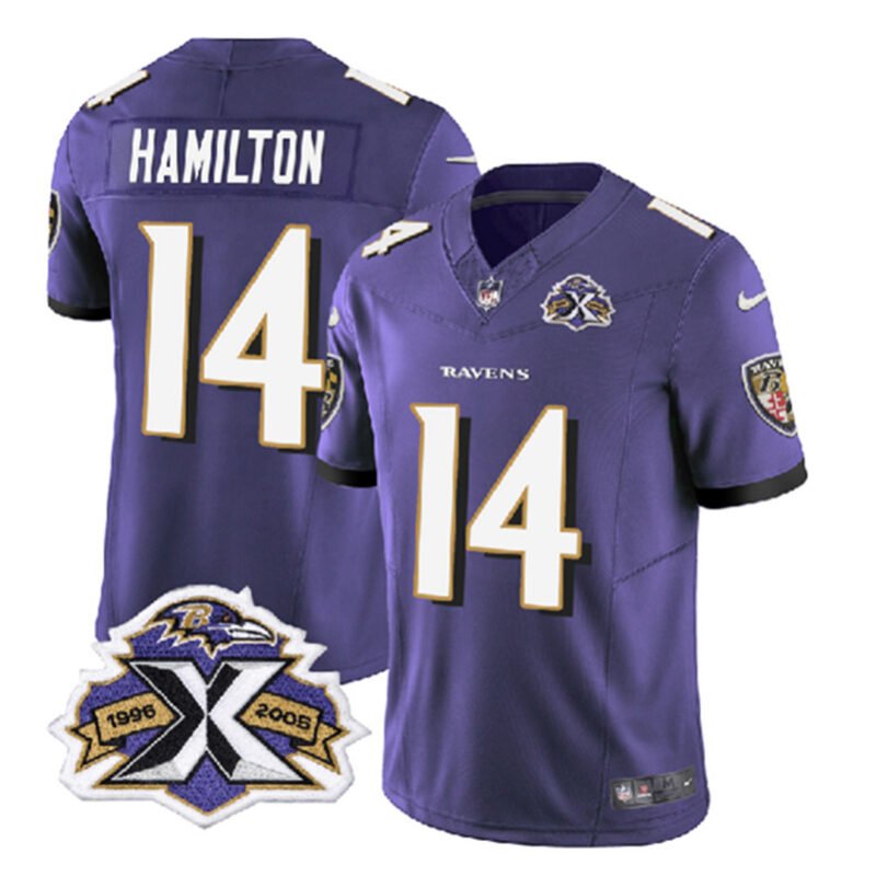 Purple Baltimore Ravens #14 Kyle Hamilton 2023 F.U.S.E With Patch Throwback Vapor Limited Jersey - BRJ353