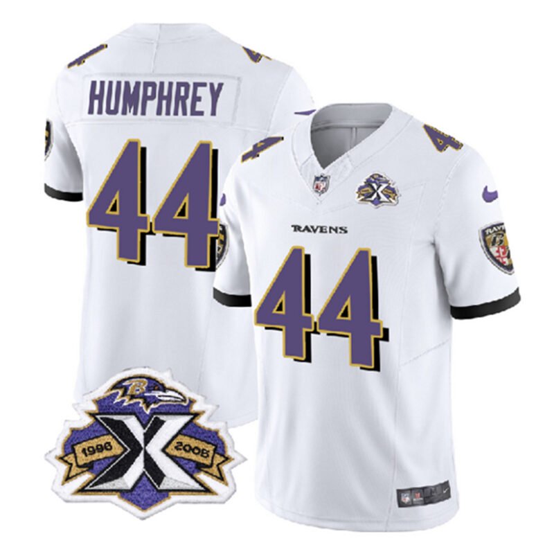 White Baltimore Ravens #44 Marlon Humphrey 2023 F.U.S.E With Patch Throwback Vapor Limited Jersey - BRJ300