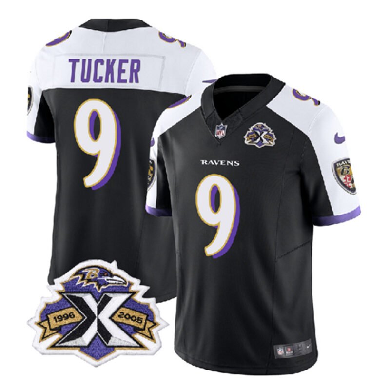 Black/White Baltimore Ravens #9 Justin Tucker 2023 F.U.S.E With Patch Throwback Vapor Limited Jersey - BRJ94