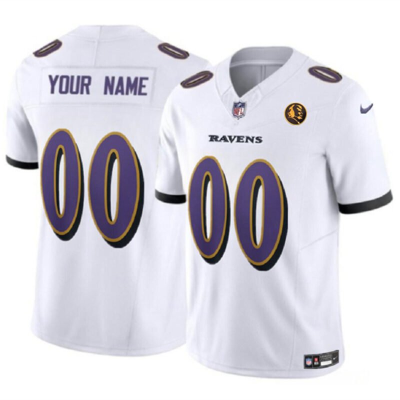 White Baltimore Ravens Active Player Custom 2023 F.U.S.E. With John Madden Patch Vapor Limited Football Jersey - BRJ56