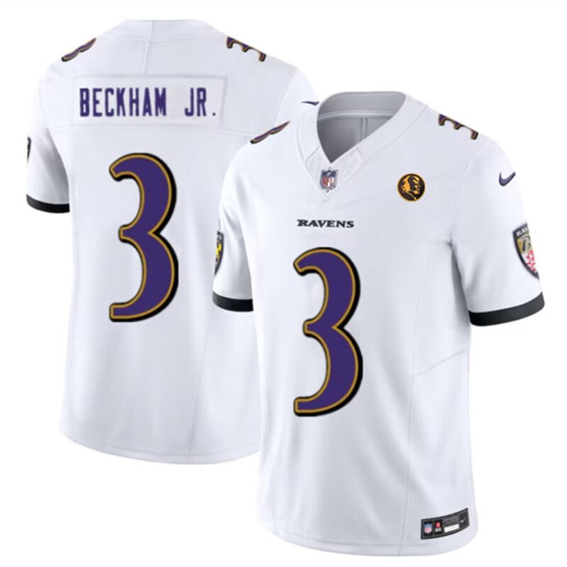 White Baltimore Ravens #3 Odell Beckham Jr. 2023 F.U.S.E. With John Madden Patch Vapor Limited Football Jersey - BRJ96
