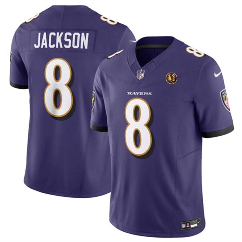 Purple Baltimore Ravens #8 Lamar Jackson 2023 F.U.S.E. With John Madden Patch Vapor Limited Football Jersey - BRJ272