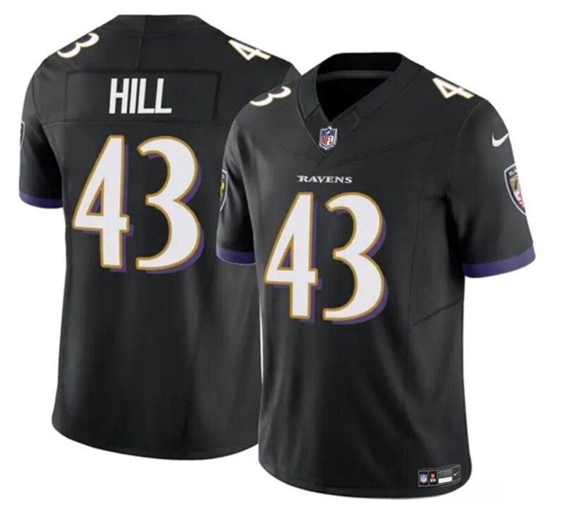 Black Baltimore Ravens #43 Justice Hill 2023 F.U.S.E. Vapor Limited Football Jersey - BRJ193