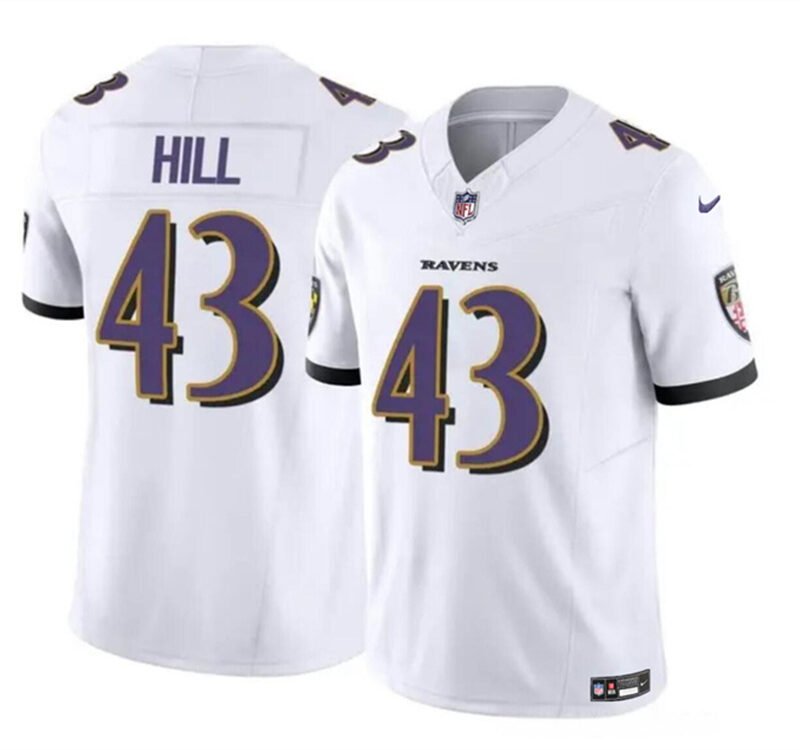 White Baltimore Ravens #43 Justice Hill 2023 F.U.S.E. Vapor Limited Football Jersey - BRJ286